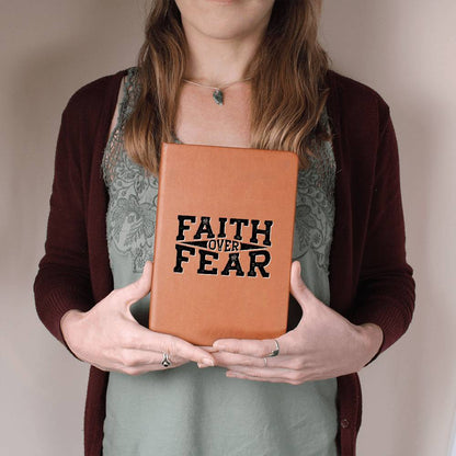 Faith Over Fear - Custom Leather Journal - Christian Notebook - Liliana and Liam