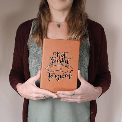 Not Perfect, Just Forgiven - Custom Leather Journal - Christian Notebook - Liliana and Liam