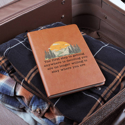 First Step To Getting Anywhere - Custom Leather Journal - Inspirational Notebook - Liliana and Liam