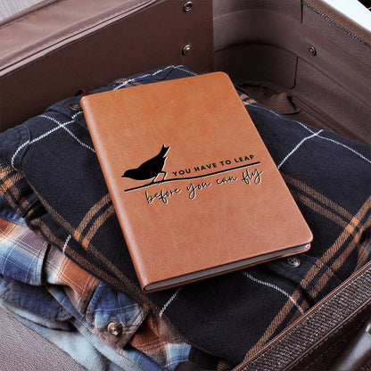 You Have To Leap - Custom Leather Journal - Inspirational Notebook - Liliana and Liam