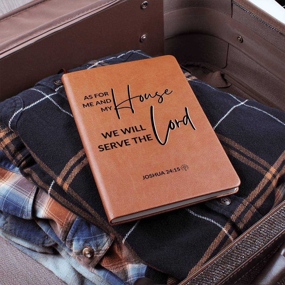 Christian Notebook - As For Me And My House - Joshua 24:15 - Inspirational Leather Journal - Encouragement, Birthday or Christmas Gift