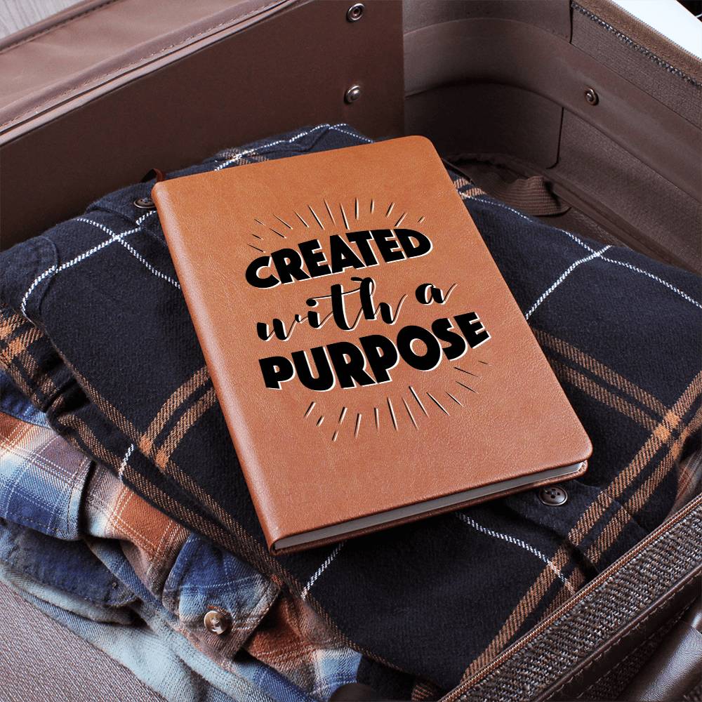 Christian Notebook - Created With A Purpose - Inspirational Leather Journal - Encouragement, Birthday or Christmas Gift