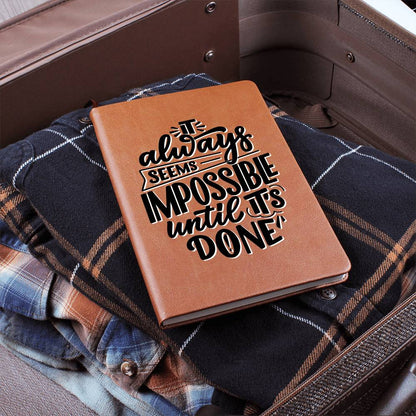 Until It's Done - Custom Leather Journal - Inspirational Notebook - Liliana and Liam