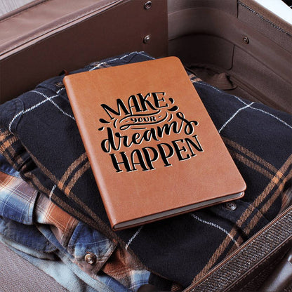 Make Your Dream Happen - Custom Leather Journal - Inspirational Notebook - Liliana and Liam