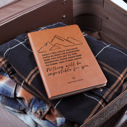 Faith Of A Mustard Seed - Matthew 17:20 - 21 - Custom Leather Journal - Christian Notebook - Liliana and Liam