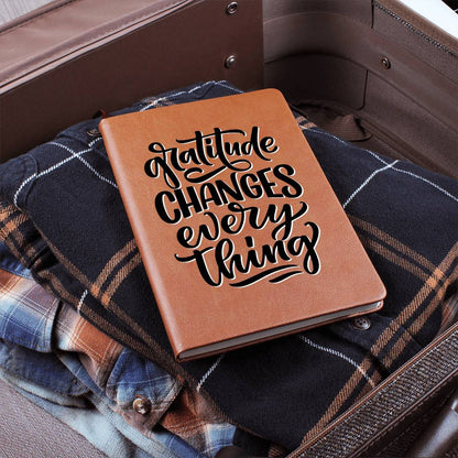Gratitude Changes Everything - Custom Leather Journal - Inspirational Notebook - Liliana and Liam