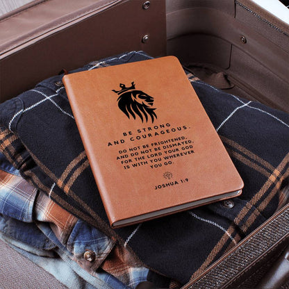 Be Strong And Courageous - Joshua 1_9 - Custom Leather Journal - Christian Notebook - Liliana and Liam