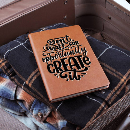 Create Opportunity - Custom Leather Journal - Inspirational Notebook - Liliana and Liam