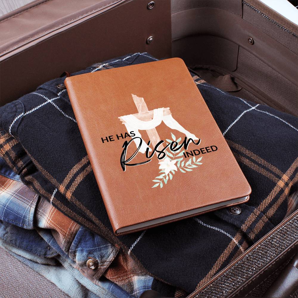 Christian Notebook - He Has Risen - Inspirational Leather Journal - Encouragement, Birthday or Christmas Gift