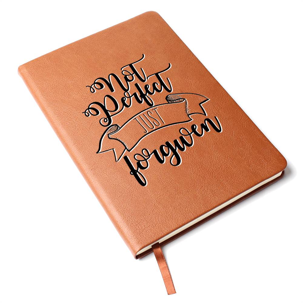 Christian Notebook - Not Perfect, Just Forgiven - Inspirational Leather Journal - Encouragement, Birthday or Christmas Gift