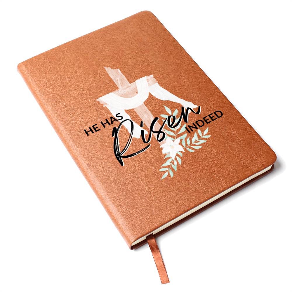 Christian Notebook - He Has Risen - Inspirational Leather Journal - Encouragement, Birthday or Christmas Gift