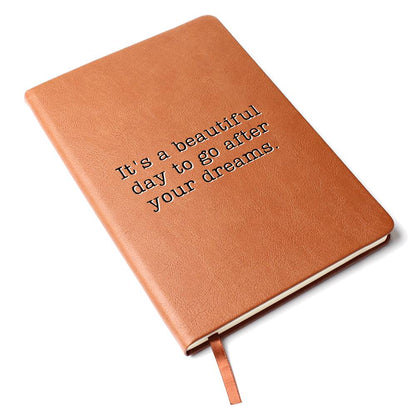 Go After Your Dreams - Custom Leather Journal - Inspirational Notebook - Liliana and Liam