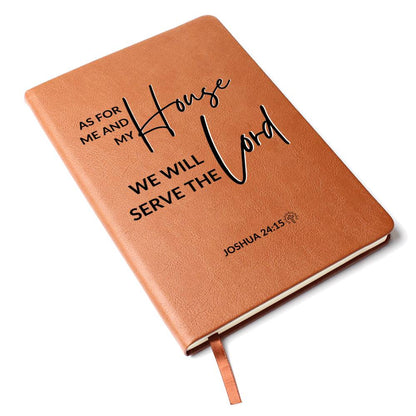As For Me And My House - Joshua 24:15 - Custom Leather Journal - Christian Notebook - Liliana and Liam