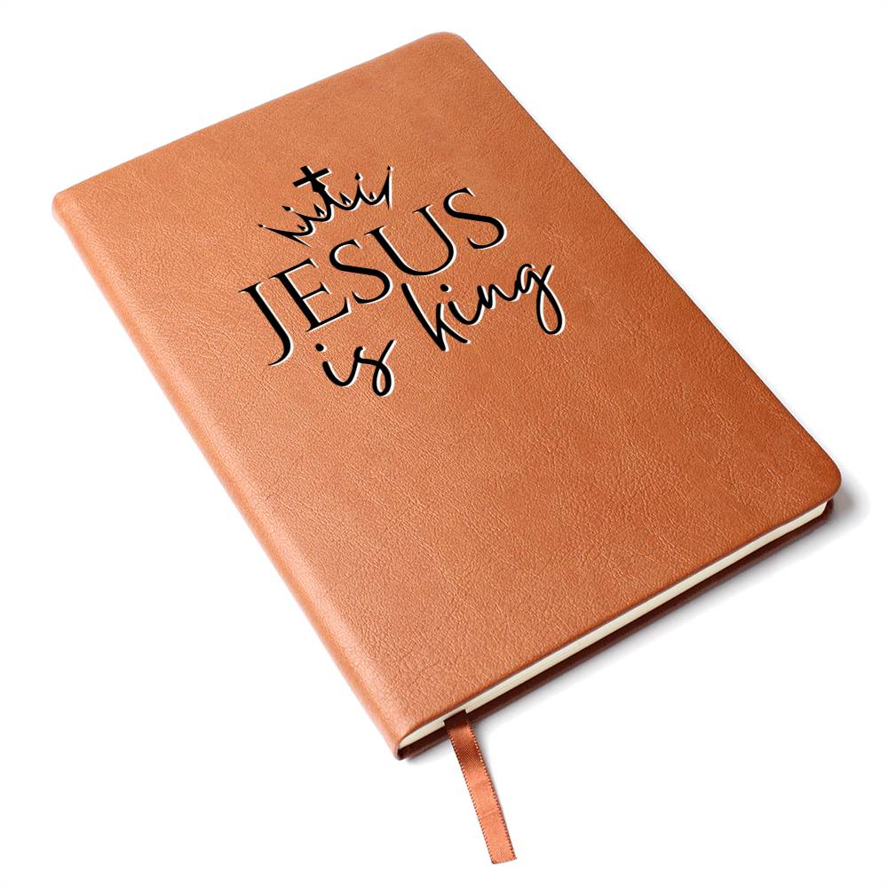 Christian Notebook - Jesus is King - Inspirational Leather Journal - Encouragement, Birthday or Christmas Gift