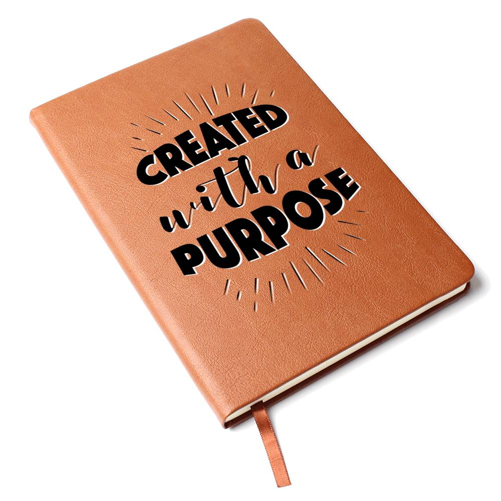 Christian Notebook - Created With A Purpose - Inspirational Leather Journal - Encouragement, Birthday or Christmas Gift