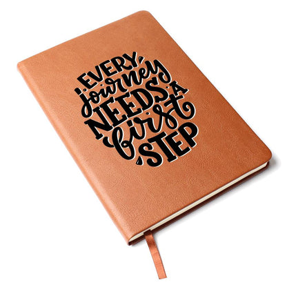 First Steps - Custom Leather Journal - Inspirational Notebook - Liliana and Liam