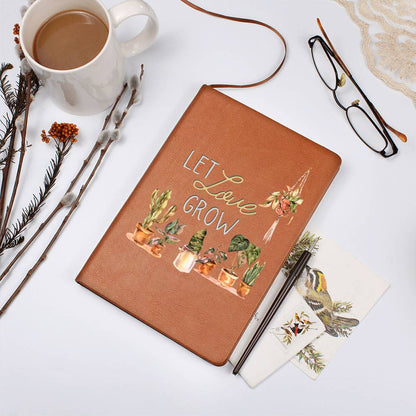 Let Love Grow - Custom Leather Journal - Plant Lover Notebook - Liliana and Liam