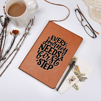 First Steps - Custom Leather Journal - Inspirational Notebook - Liliana and Liam