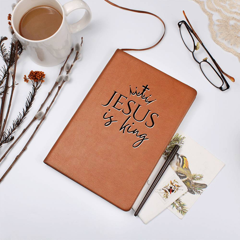 Christian Notebook - Jesus is King - Inspirational Leather Journal - Encouragement, Birthday or Christmas Gift