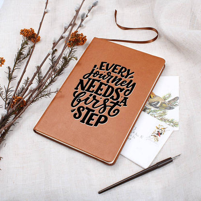 First Steps - Custom Leather Journal - Inspirational Notebook - Liliana and Liam