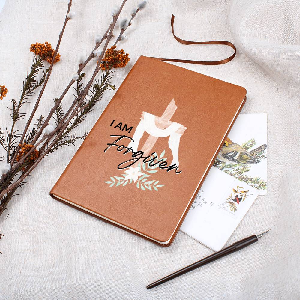 Christian Notebook - I Am Forgiven - Inspirational Leather Journal - Encouragement, Birthday or Christmas Gift