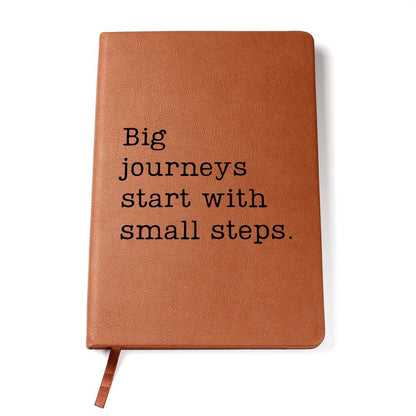 Start With Small Steps - Custom Leather Journal - Inspirational Notebook - Liliana and Liam