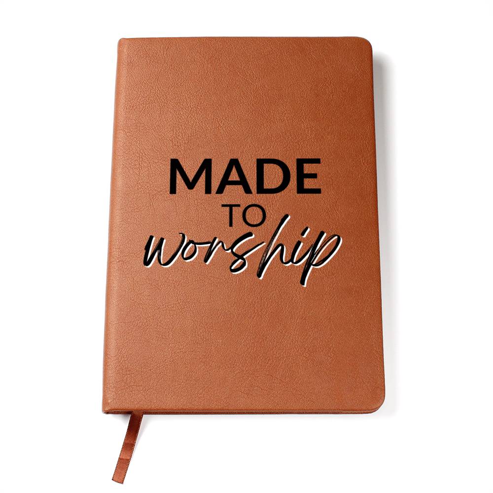 Christian Notebook - Made To Worship - Inspirational Leather Journal - Encouragement, Birthday or Christmas Gift