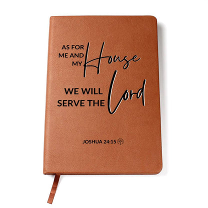 As For Me And My House - Joshua 24:15 - Custom Leather Journal - Christian Notebook - Liliana and Liam
