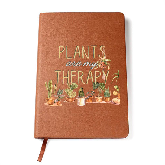 Plants Are Therapy - Custom Leather Journal - Plant Lover Notebook - Liliana and Liam