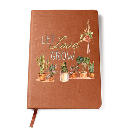 Let Love Grow - Custom Leather Journal - Plant Lover Notebook - Liliana and Liam