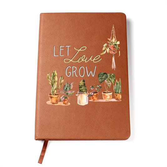 Let Love Grow - Custom Leather Journal - Plant Lover Notebook - Liliana and Liam