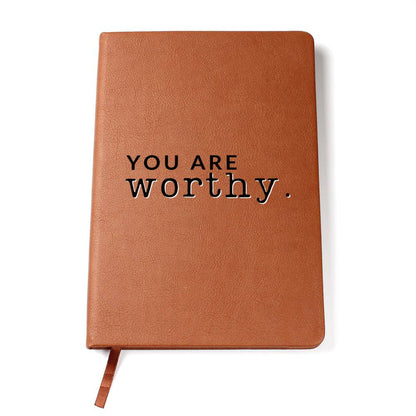 You Are Worthy - Custom Leather Journal - Christian Notebook - Liliana and Liam