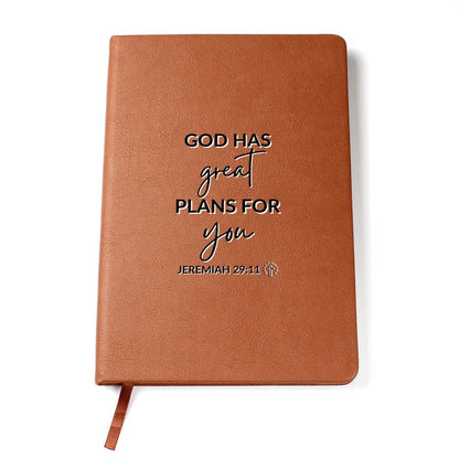 Great Plans For You - Jeremiah 29_11 - Custom Leather Journal - Christian Notebook - Liliana and Liam