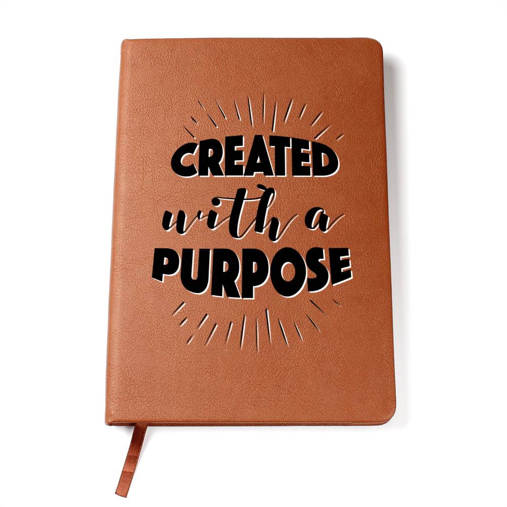 Christian Notebook - Created With A Purpose - Inspirational Leather Journal - Encouragement, Birthday or Christmas Gift