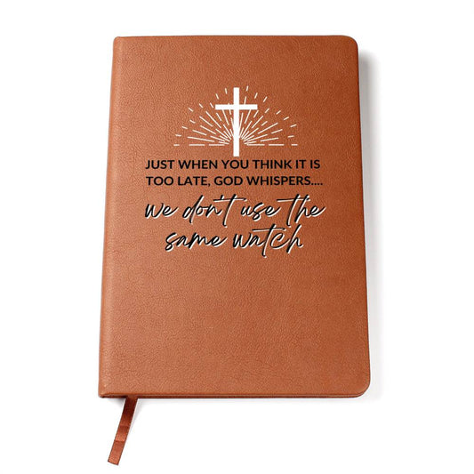 Christian Notebook - God's Timing - Inspirational Leather Journal - Encouragement, Birthday or Christmas Gift