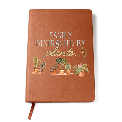 Distracted By Plants - Custom Leather Journal - Plant Lover Notebook - Liliana and Liam