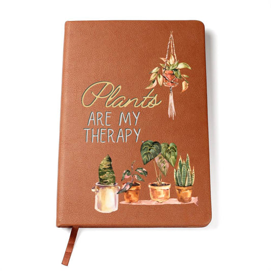 Plants Are My Therapy - Custom Leather Journal - Plant Lover Notebook - Liliana and Liam