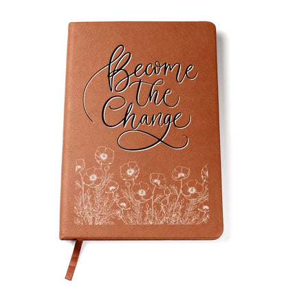 Become The Change - Custom Leather Journal - Inspirational Notebook - Liliana and Liam