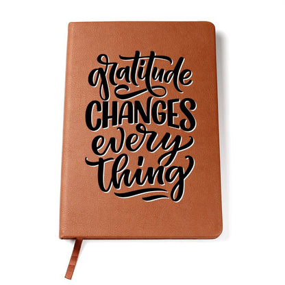 Gratitude Changes Everything - Custom Leather Journal - Inspirational Notebook - Liliana and Liam
