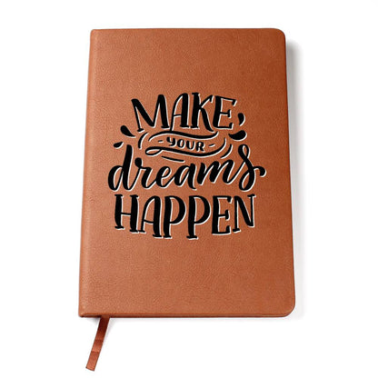 Make Your Dream Happen - Custom Leather Journal - Inspirational Notebook - Liliana and Liam