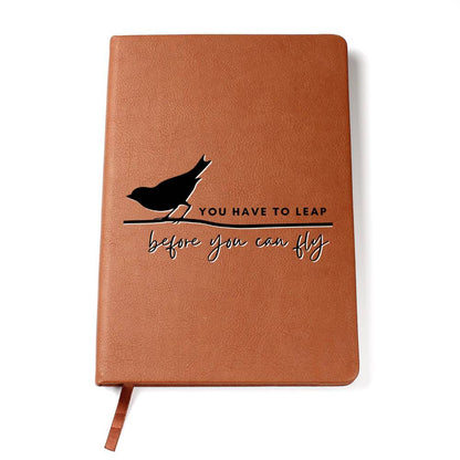 You Have To Leap - Custom Leather Journal - Inspirational Notebook - Liliana and Liam