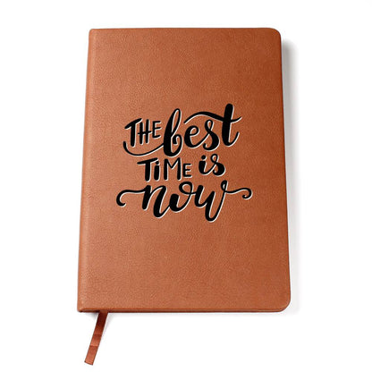 The Best Time Is Now - Custom Leather Journal - Inspirational Notebook - Liliana and Liam