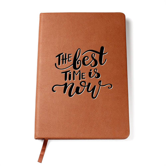 The Best Time Is Now - Custom Leather Journal - Inspirational Notebook - Liliana and Liam