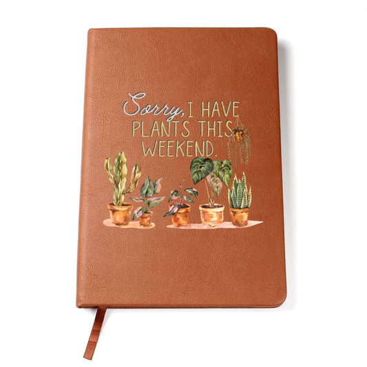 Plants This Weekend - Custom Leather Journal - Plant Lover Notebook - Liliana and Liam