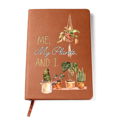 Me, My Plants And I - Custom Leather Journal - Plant Lover Notebook - Liliana and Liam