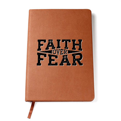 Faith Over Fear - Custom Leather Journal - Christian Notebook - Liliana and Liam