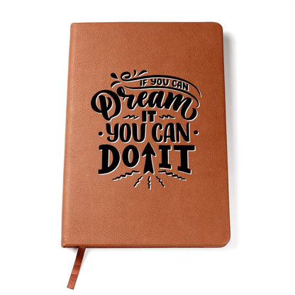 If You Can Dream It - Custom Leather Journal - Inspirational Notebook - Liliana and Liam