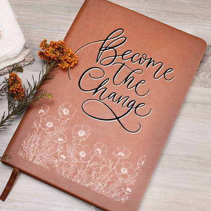 Become The Change - Custom Leather Journal - Inspirational Notebook - Liliana and Liam