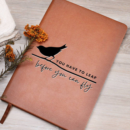 You Have To Leap - Custom Leather Journal - Inspirational Notebook - Liliana and Liam