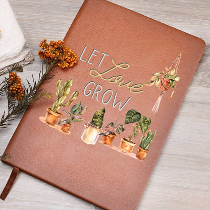 Let Love Grow - Custom Leather Journal - Plant Lover Notebook - Liliana and Liam